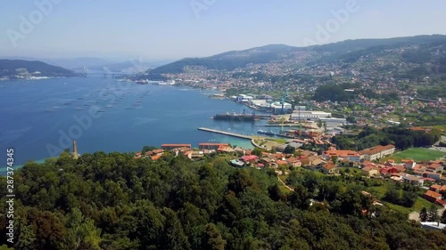 maritime port of  seafood. bridge of Rande view, Vigo, Galicia, Spain. Estuary.