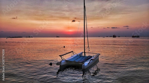 boat at sunset