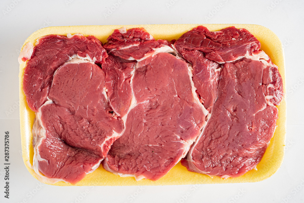 beef meat on the white background