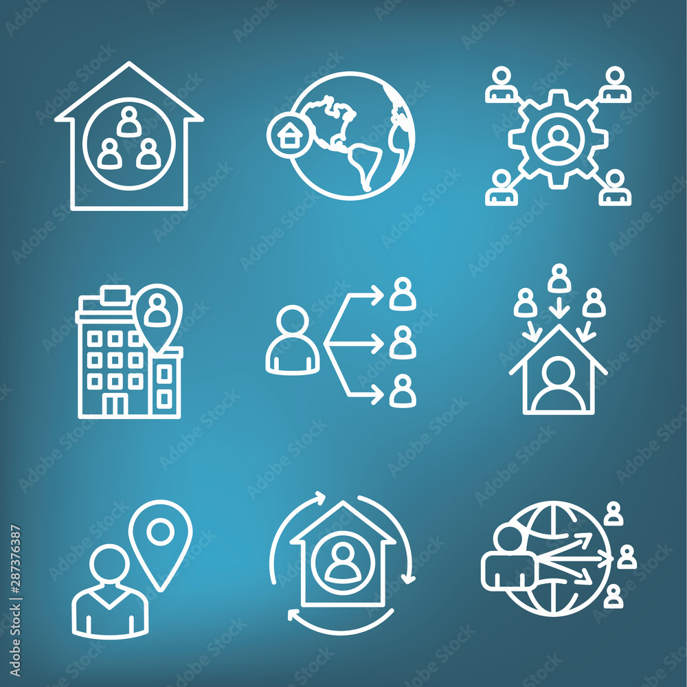 In-Company and Outsource Icon Set with headquarters, and freelancers, etc In-Company and Outsource Icon Set with headquarters, and freelancers, etc