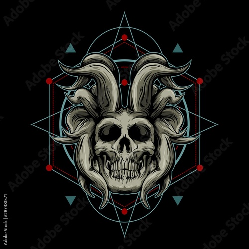 Fototapeta demon skull and sacred geometry