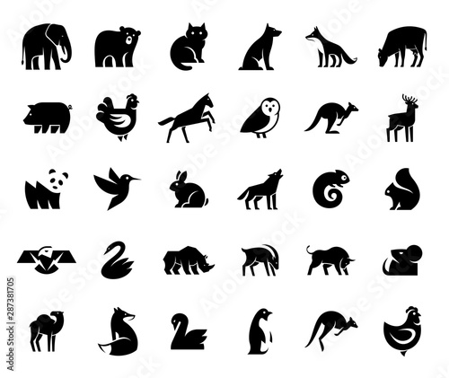Animals logos collection. Animal logo set. Isolated on White background © Nataliia