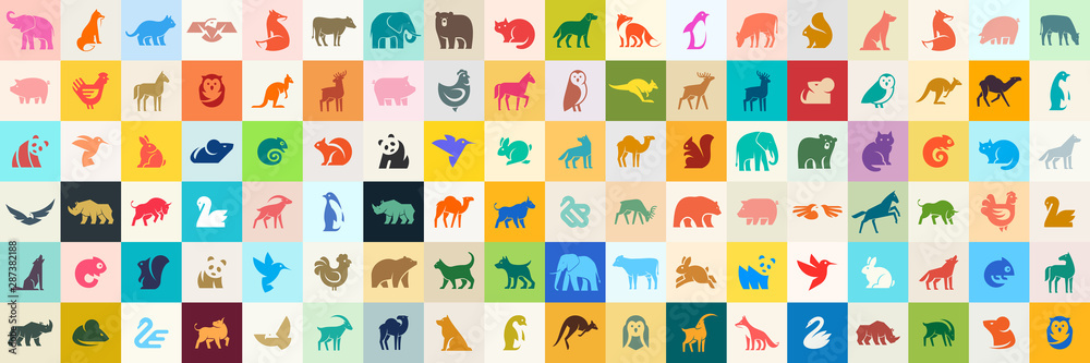 Fototapeta premium Kolekcja logo zwierząt. Zestaw logo zwierząt