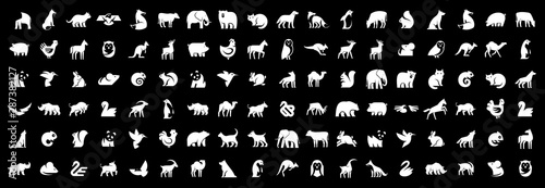 Animals logos collection. Animal logo set. Isolated on Black background