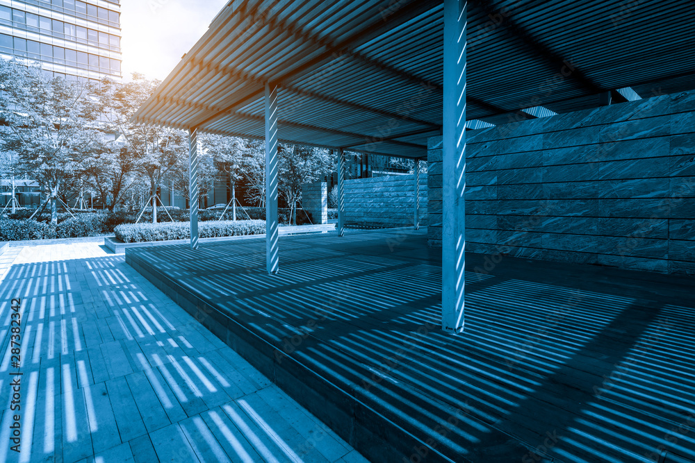 Fototapeta premium Wooden Floor House in the Park, Qingdao, China