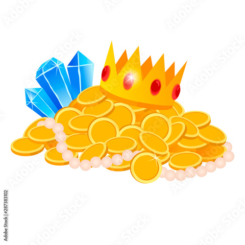 Gold treasures with expensive diamonds