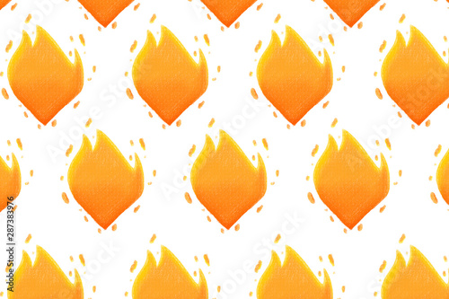 Heart is on fire. Colored pattern on white background with yellow element.