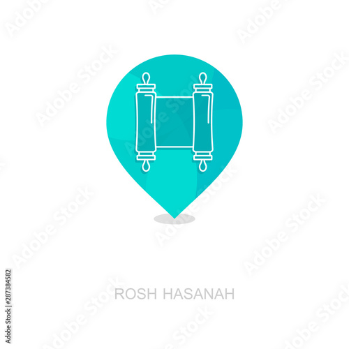 Torah scroll. Rosh Hashanah icon. Shana tova