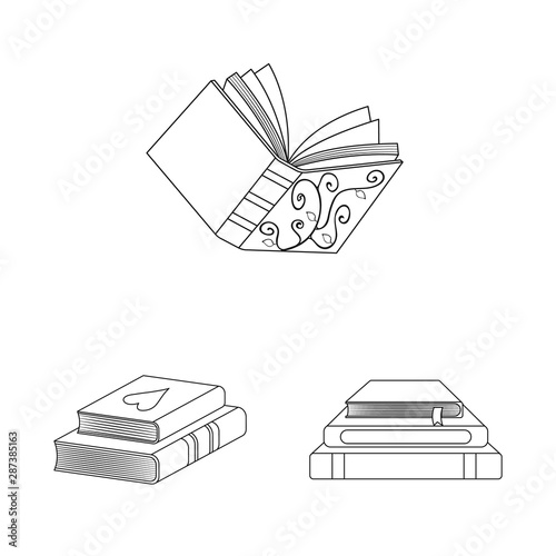 Vector design of study and literature logo. Collection of study and source stock symbol for web.