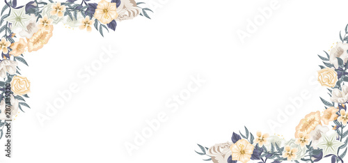 Beautiful background of flowers, roses and tulips