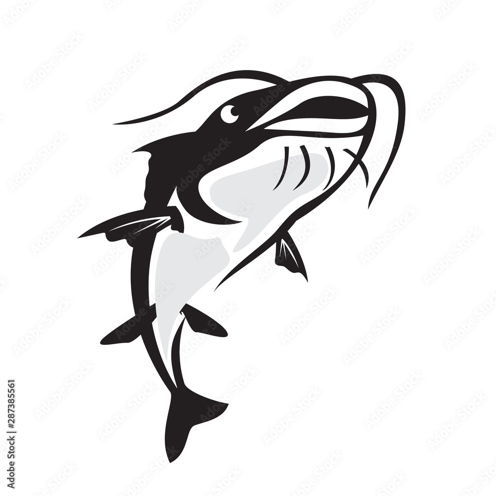 Swimming up catfish logo design inspiration Swimming up catfish logo design inspiration