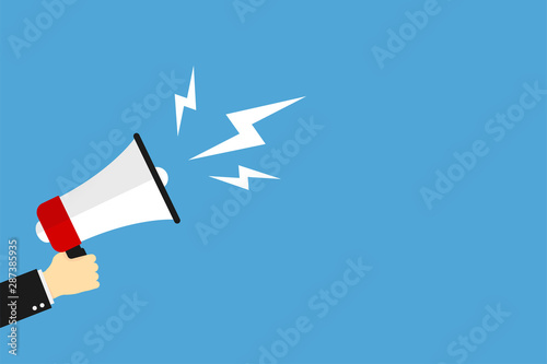 Hand megaphone great design for any purposes. Loud speaker vector icon illustration sign. Hand holding megaphone icon. Information design.