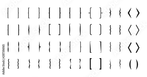 Bracket vector icons. Curly line brackets typography symbols set. Bracket and parenthesis, mathematic rounded arrow illustration photo
