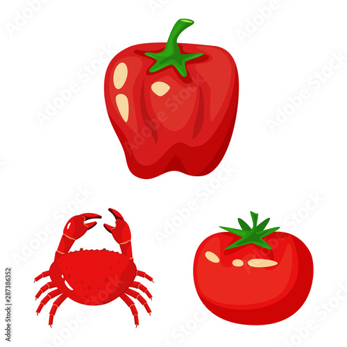 Vector illustration of food and flavors sign. Collection of food and ingredient vector icon for stock.