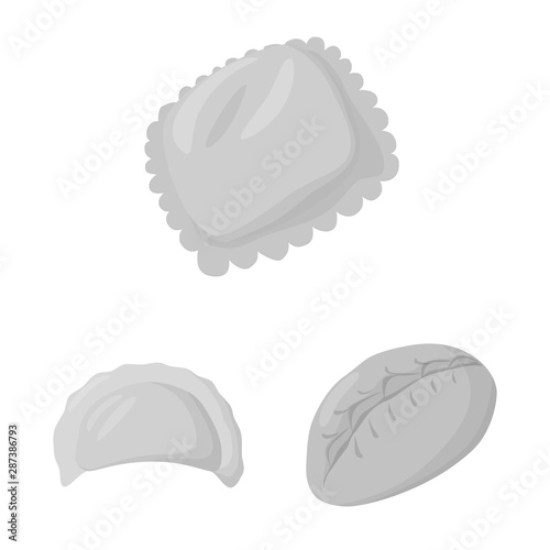 Isolated object of dumplings and stuffed symbol. Set of dumplings and dish stock vector illustration.