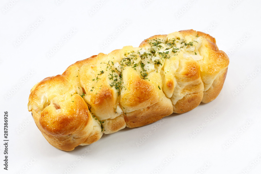 Bread, ham and cheese roll on white background Bread, ham and cheese roll on white background