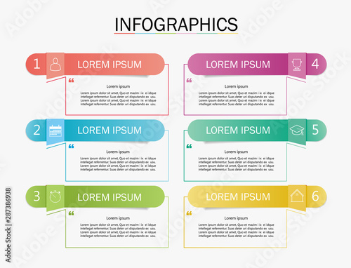 business infographic timeline design template and steps for shopping with icons and 5 steps. Can be used for workflow layouts, diagrams, annual reports, web design. © Yan