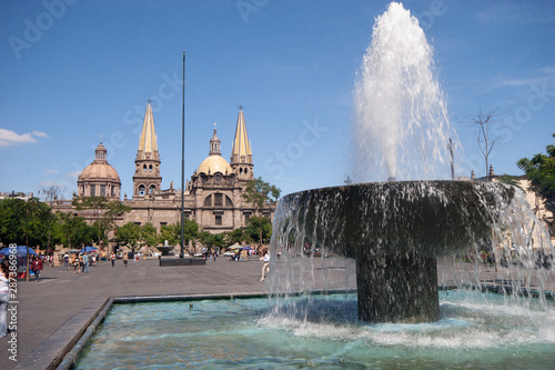 Guadalajara, Mexico: January 5, 2004, Fountain in the Plaza de la Liberación photo