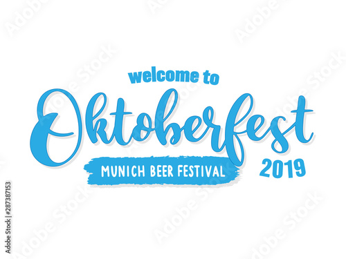 Hand sketched Welcome to Oktoberfest quote as header. Vector illustration of Munich´s beer festival, Octoberfest. Drawn Wiesn lettering for poster, banner, invitation. 