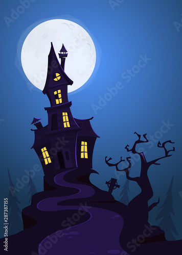 Halloween Background with haunted house