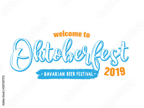 Hand sketched Welcome to Oktoberfest quote as header. Vector illustration of Bavarian beer festival, Octoberfest. Drawn Wiesn lettering for poster, banner, invitation. 