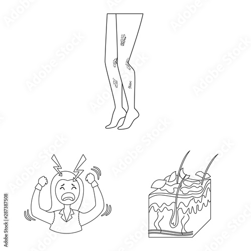 Vector design of disease and healthcare icon. Set of disease and pain vector icon for stock.