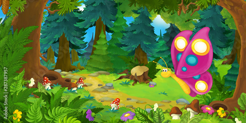 cartoon summer scene with d...