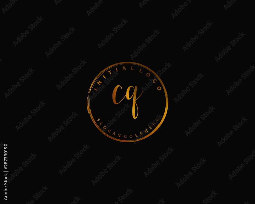 CQ Initial handwriting logo vector CQ Initial handwriting logo vector