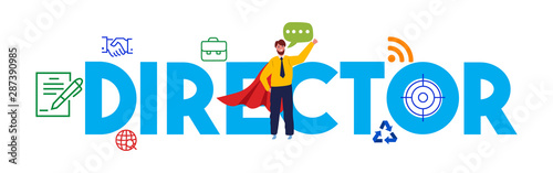 Director or Board of Directors corporate, business concept movie producer working professional. Vector illustration.