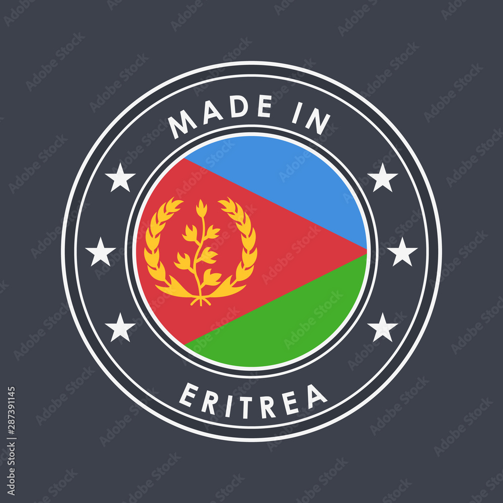 Flag of Eritrea. Round Label with Country Name for Unique National Goods. Vector Flag of Eritrea. Round Label with Country Name for Unique National Goods. Vector