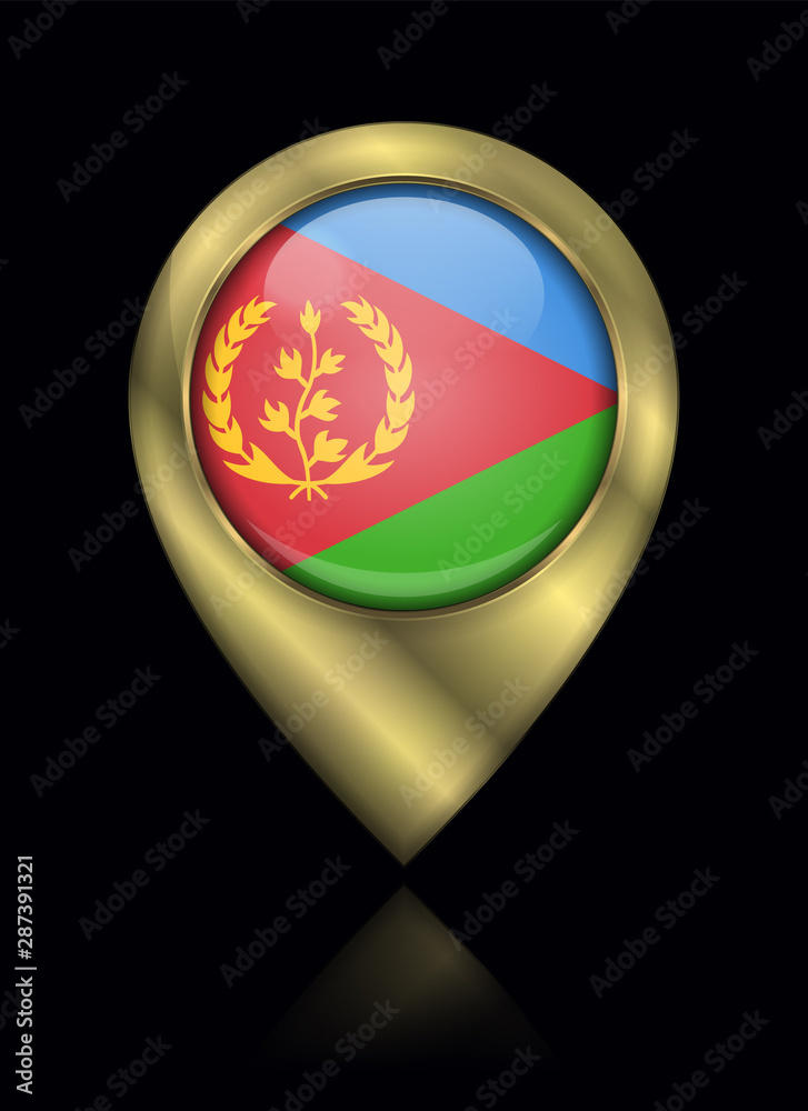 Flag of Eritrea. Vector Sign and Icon. Location Symbol Shape. Gold Flag of Eritrea. Vector Sign and Icon. Location Symbol Shape. Gold