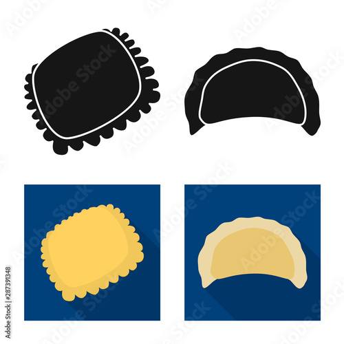 Vector design of products and cooking sign. Set of products and appetizer stock symbol for web.
