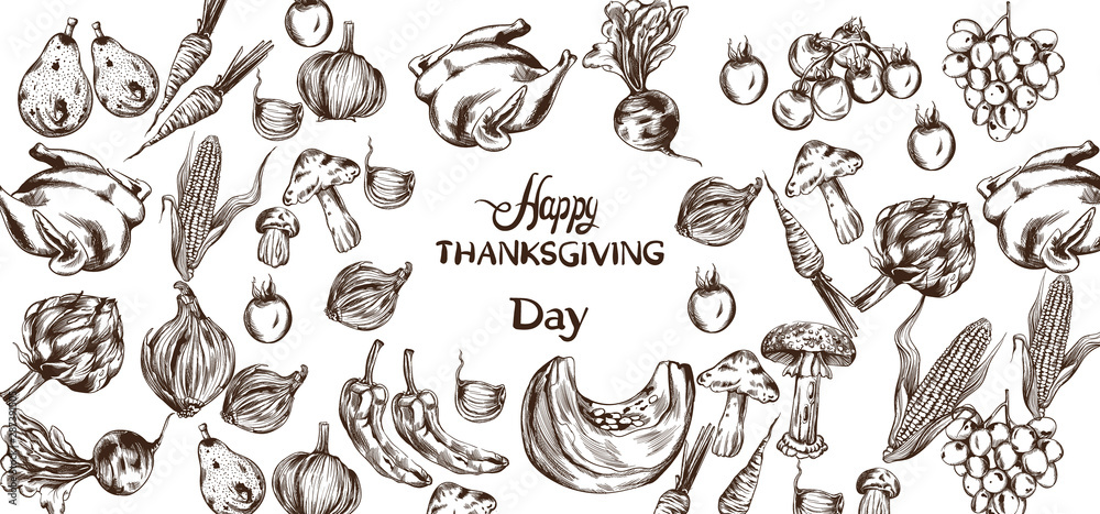 Happy Thanksgiving card pumpkin line art Vector. Autumn fall harvest decors Happy Thanksgiving card pumpkin line art Vector. Autumn fall harvest decors