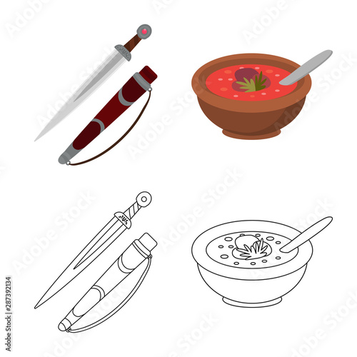 Isolated object of culture and sightseeing symbol. Set of culture and originality stock vector illustration.