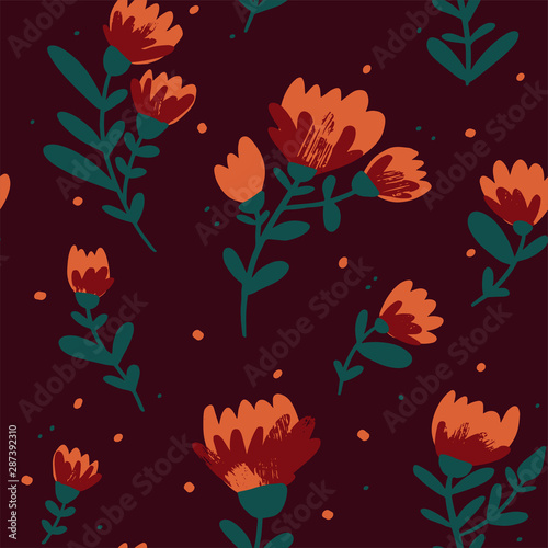 Autumn decorative rowanberry seamless pattern. Simple fall berries repeatable motif for fabric, wrapping paper, surface design projects.  