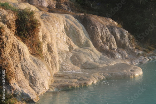Medieval thermal baths in village Bagno Vignoni, Tuscany, Italy