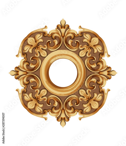 Baroque luxury golden frame Vector. Elegant mirror decor. Victorian ornaments...