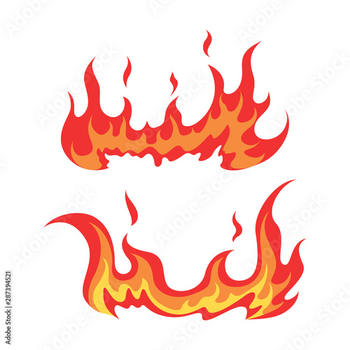 Set of red and orange fire flame.