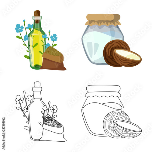 Vector design of healthy and vegetable symbol. Collection of healthy and agriculture stock vector illustration.