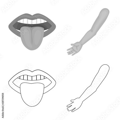 Isolated object of body and part sign. Set of body and anatomy vector icon for stock.