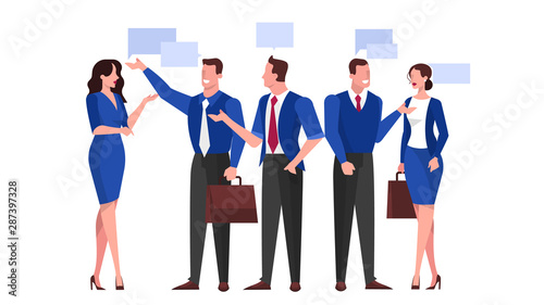 Discussion and brainstorming in team concept illustration