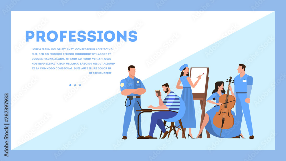 Profession web banner design concept. Collection of occupation