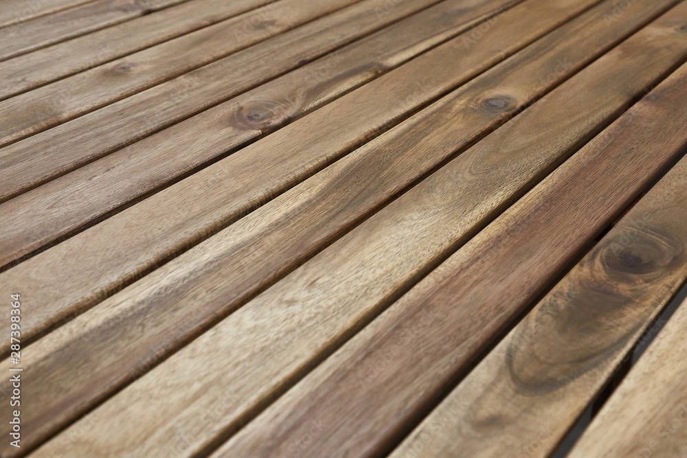 Wooden lumber table surface for a garden Wooden lumber table surface for a garden