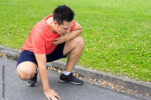 Man tired or fail from running exercise.