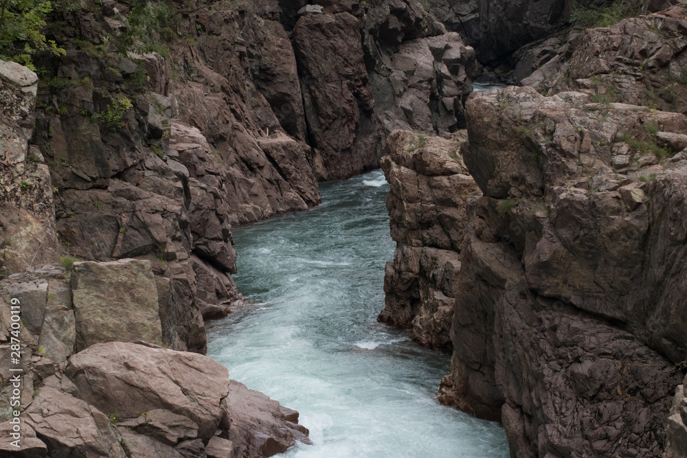 mountain river rapid current water