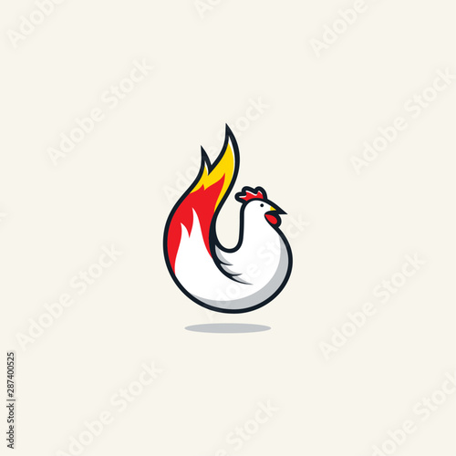chicken fire logo white red