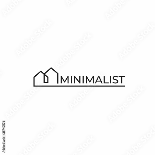 Minimalist real estate logo. Isolated in White background.