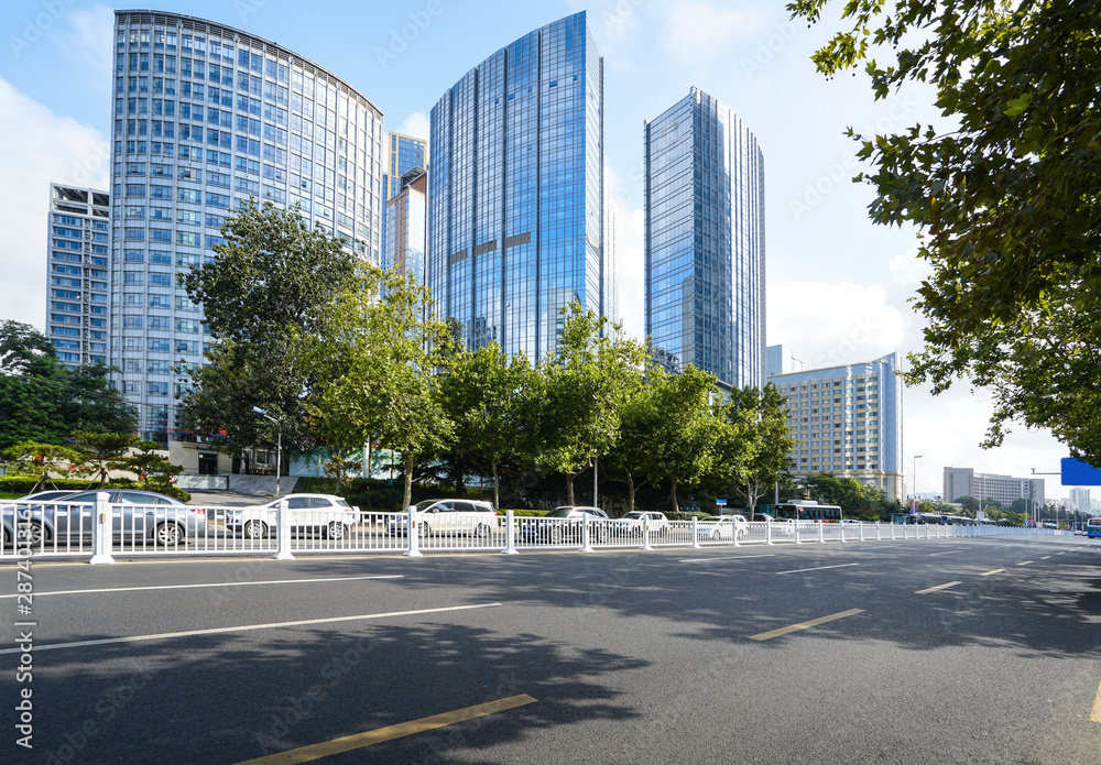 empty highway with cityscape and skyline of qingdao,China. empty highway with cityscape and skyline of qingdao,China.