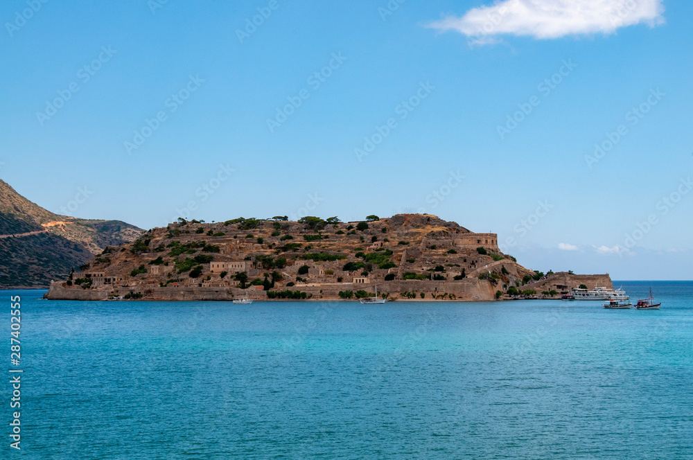 The famous island of Spinalonga off the coast of Crete, once a leper colony