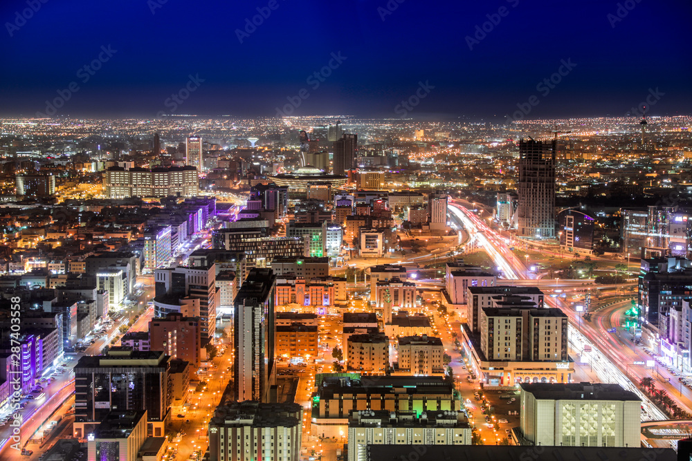 riyadh city scape olaya and khurais street with king fahad